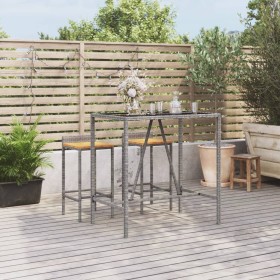 Hoher Stehtisch mit grauer PE-Rattan-Glasoberfläche 110x70x110 cm von vidaXL, Gartentische - Ref: Foro24-362589, Preis: 132,9...