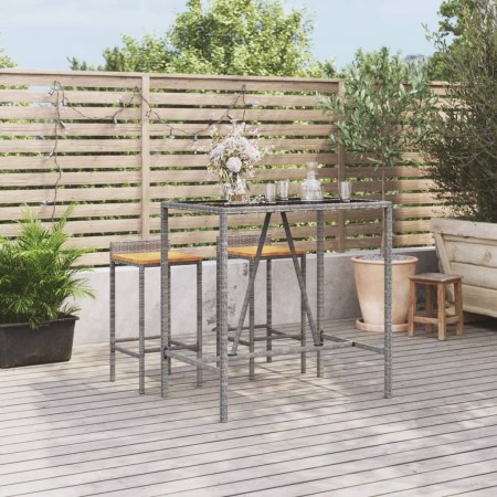 High bar table with gray PE rattan glass surface 110x70x110 cm by vidaXL, Garden tables - Ref: Foro24-362589, Price: 132,99 €...