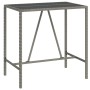 Mesa alta bar con superficie vidrio ratán PE gris 110x70x110 cm de vidaXL, Mesas de jardín - Ref: Foro24-362589, Precio: 132,...