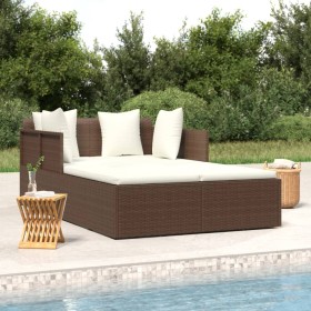 Liege mit braunen synthetischen Rattankissen 182x118x63 cm von vidaXL, Betten im Freien - Ref: Foro24-362266, Preis: 296,10 €...