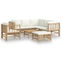 Set de muebles de jardín 8 piezas bambú y cojines blanco crema de vidaXL, Conjuntos de jardín - Ref: Foro24-3155190, Precio: ...