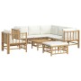 Set de muebles de jardín 8 piezas bambú y cojines blanco crema de vidaXL, Conjuntos de jardín - Ref: Foro24-3155190, Precio: ...