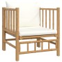 Set de muebles de jardín 8 piezas bambú y cojines blanco crema de vidaXL, Conjuntos de jardín - Ref: Foro24-3155190, Precio: ...