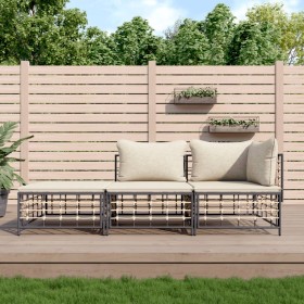 Gartenmöbel-Set 3-teilig anthrazitfarbene PE-Rattankissen von vidaXL, Outdoor-Sofas - Ref: Foro24-3186724, Preis: 215,55 €, R...