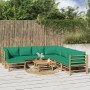 9-piece bamboo garden furniture set with green cushions by vidaXL, Garden sets - Ref: Foro24-3155164, Price: 632,61 €, Discou...