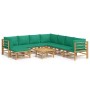 Set de muebles de jardín 9 piezas bambú con cojines verde de vidaXL, Conjuntos de jardín - Ref: Foro24-3155164, Precio: 631,9...