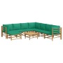 Set de muebles de jardín 9 piezas bambú con cojines verde de vidaXL, Conjuntos de jardín - Ref: Foro24-3155164, Precio: 631,9...