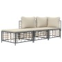 Gartenmöbel-Set 3-teilig anthrazitfarbene PE-Rattankissen von vidaXL, Outdoor-Sofas - Ref: Foro24-3186724, Preis: 215,38 €, R...