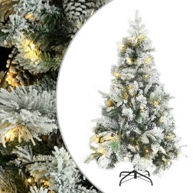 Weihnachtsbaum mit Schnee, LED-Lichtern und Tannenzapfen aus PVC und PE 120 cm von vidaXL, Weihnachtsbäume - Ref: Foro24-3442...