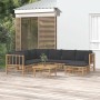 Set de muebles de jardín 8 piezas bambú con cojines gris oscuro de vidaXL, Conjuntos de jardín - Ref: Foro24-3155223, Precio:...