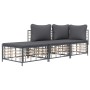 Gartenmöbel-Set 3-teilig anthrazitfarbene PE-Rattankissen von vidaXL, Outdoor-Sofas - Ref: Foro24-3186725, Preis: 213,13 €, R...