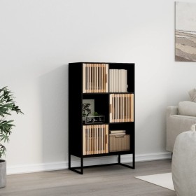 Tall black plywood sideboard 70x35x125 cm by vidaXL, Lockers and storage cabinets - Ref: Foro24-352137, Price: 137,29 €, Disc...