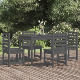 Garden dining set 5 pieces solid gray pine wood by vidaXL, Garden sets - Ref: Foro24-3154685, Price: 284,17 €, Discount: %