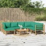 8-teiliges Gartenmöbel-Set aus Bambus mit grünen Kissen von vidaXL, Gartensets - Ref: Foro24-3155159, Preis: 564,66 €, Rabatt: %