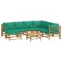 Set de muebles de jardín 8 piezas bambú con cojines verde de vidaXL, Conjuntos de jardín - Ref: Foro24-3155159, Precio: 565,9...