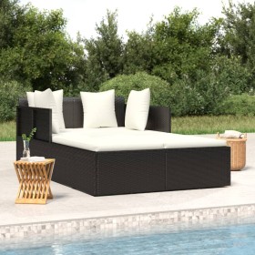 Sun lounger with black synthetic rattan cushions 182x118x63 cm by vidaXL, Outdoor beds - Ref: Foro24-362267, Price: 346,99 €,...