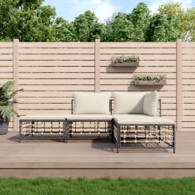 Gartenmöbel-Set 4-teilig und anthrazitfarbene PE-Rattan-Kissen von vidaXL, Outdoor-Sofas - Ref: Foro24-3186726, Preis: 268,99...