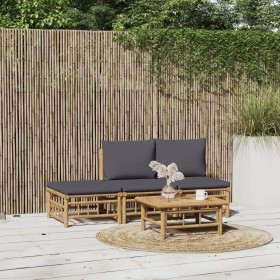 4-piece bamboo garden furniture set with dark gray cushions by vidaXL, Garden sets - Ref: Foro24-3155235, Price: 265,56 €, Di...