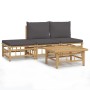 Set de muebles de jardín 4 piezas bambú con cojines gris oscuro de vidaXL, Conjuntos de jardín - Ref: Foro24-3155235, Precio:...