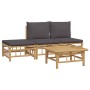 Set de muebles de jardín 4 piezas bambú con cojines gris oscuro de vidaXL, Conjuntos de jardín - Ref: Foro24-3155235, Precio:...