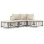 Gartenmöbel-Set 4-teilig und anthrazitfarbene PE-Rattan-Kissen von vidaXL, Outdoor-Sofas - Ref: Foro24-3186726, Preis: 269,47...