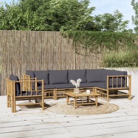 7-piece bamboo garden furniture set with dark gray cushions by vidaXL, Garden sets - Ref: Foro24-3155237, Price: 637,99 €, Di...