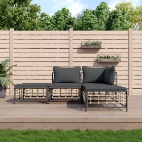 Garden furniture set 3 pieces anthracite PE rattan cushions by vidaXL, Outdoor sofas - Ref: Foro24-3186727, Price: 267,99 €, ...