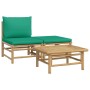 Set de muebles de jardín 3 piezas bambú con cojines verde de vidaXL, Sofás modulares de exterior - Ref: Foro24-362290, Precio...