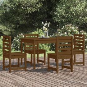 Set de comedor de jardín 5 pzas madera maciza pino marrón miel de vidaXL, Conjuntos de jardín - Ref: Foro24-3154686, Precio: ...