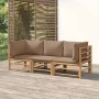 3-piece garden furniture set bamboo with taupe gray cushions by vidaXL, Garden sets - Ref: Foro24-3155119, Price: 387,05 €, D...