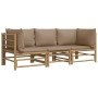 Set de muebles de jardín 3 piezas bambú y cojines gris taupe de vidaXL, Conjuntos de jardín - Ref: Foro24-3155119, Precio: 40...