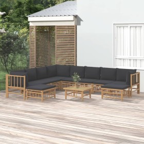 11-piece bamboo garden furniture set with dark gray cushions by vidaXL, Garden sets - Ref: Foro24-3155225, Price: 1,00 €, Dis...