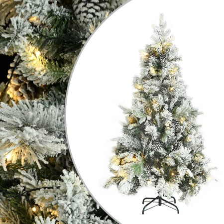 Christmas tree with snow, LED lights and pine cones PVC and PE 195 cm by vidaXL, Christmas trees - Ref: Foro24-344293, Price:...