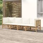 4-piece garden furniture set bamboo with cream white cushions by vidaXL, Garden sets - Ref: Foro24-3155184, Price: 483,60 €, ...