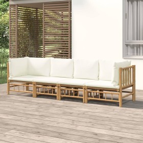 4-piece garden furniture set bamboo with cream white cushions by vidaXL, Garden sets - Ref: Foro24-3155184, Price: 478,99 €, ...