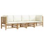 4-piece garden furniture set bamboo with cream white cushions by vidaXL, Garden sets - Ref: Foro24-3155184, Price: 478,99 €, ...