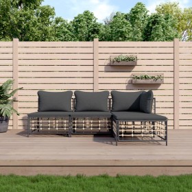 Garden furniture set with anthracite PE rattan cushions 4 pcs by vidaXL, Outdoor sofas - Ref: Foro24-3186731, Price: 286,99 €...