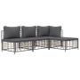 Garden furniture set with anthracite PE rattan cushions 4 pcs by vidaXL, Outdoor sofas - Ref: Foro24-3186731, Price: 285,60 €...