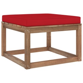 Garden footrest with red cushion by vidaXL, Modular outdoor sofas - Ref: Foro24-3067266, Price: 66,74 €, Discount: %