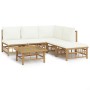 6-piece garden furniture set made of bamboo with cream white cushions by vidaXL, Garden sets - Ref: Foro24-3155199, Price: 52...