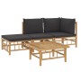 Set de muebles de jardín 4 piezas bambú con cojines gris oscuro de vidaXL, Conjuntos de jardín - Ref: Foro24-3155208, Precio:...