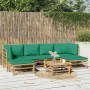 7-teiliges Gartenmöbel-Set aus Bambus mit grünen Kissen von vidaXL, Gartensets - Ref: Foro24-3155165, Preis: 496,14 €, Rabatt: %