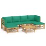 7-piece bamboo garden furniture set with green cushions by vidaXL, Garden sets - Ref: Foro24-3155165, Price: 496,14 €, Discou...