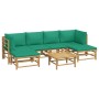 7-piece bamboo garden furniture set with green cushions by vidaXL, Garden sets - Ref: Foro24-3155165, Price: 496,14 €, Discou...