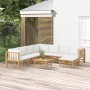 Garden furniture set 9 pieces bamboo and cream white cushions by vidaXL, Garden sets - Ref: Foro24-3155196, Price: 911,26 €, ...