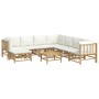 Set de muebles de jardín 9 piezas bambú y cojines blanco crema de vidaXL, Conjuntos de jardín - Ref: Foro24-3155196, Precio: ...