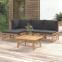 Set de muebles de jardín 5 piezas bambú con cojines gris oscuro de vidaXL, Conjuntos de jardín - Ref: Foro24-3155209, Precio:...