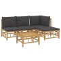 5-piece bamboo garden furniture set with dark gray cushions by vidaXL, Garden sets - Ref: Foro24-3155209, Price: 381,73 €, Di...