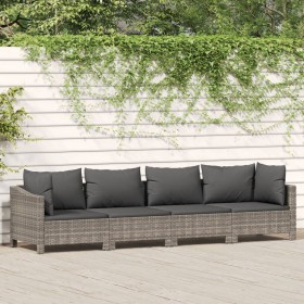 4-teiliges Gartenmöbel-Set und graue synthetische Rattankissen von vidaXL, Gartensets - Ref: Foro24-362686, Preis: 256,42 €, ...