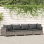 Set de muebles de jardín 4 pzas y cojines ratán sintético gris de vidaXL, Conjuntos de jardín - Ref: Foro24-362686, Precio: 2...